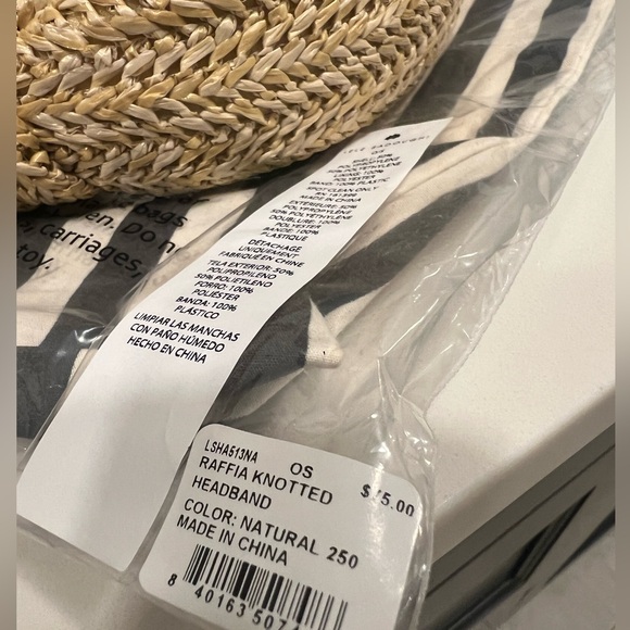 Lele sadoughi raffia knotted headband natural NWT - Picture 6 of 8